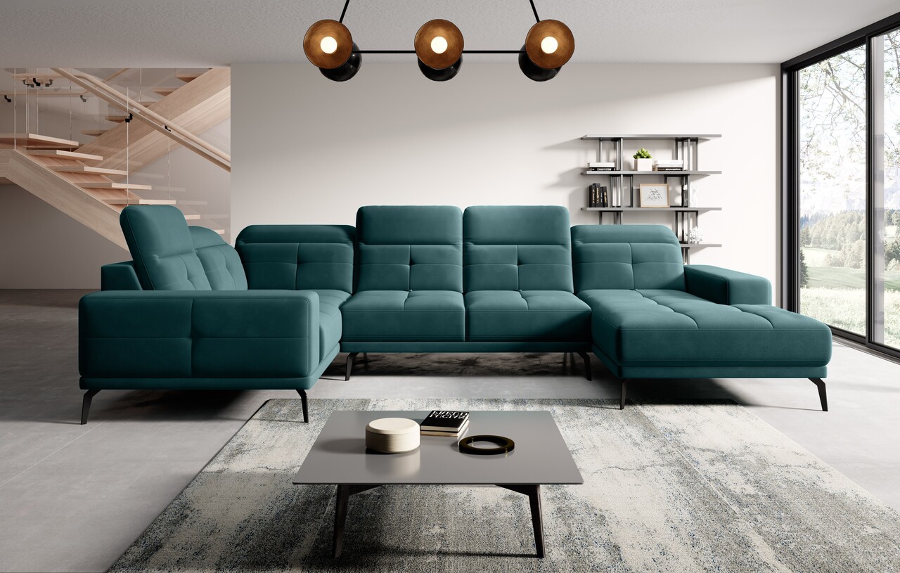 Coltar stanga 6 locuri ELTAP, LT-38VE, Neviro, 350x201x77 cm, lemn/poliester, verde Colțare